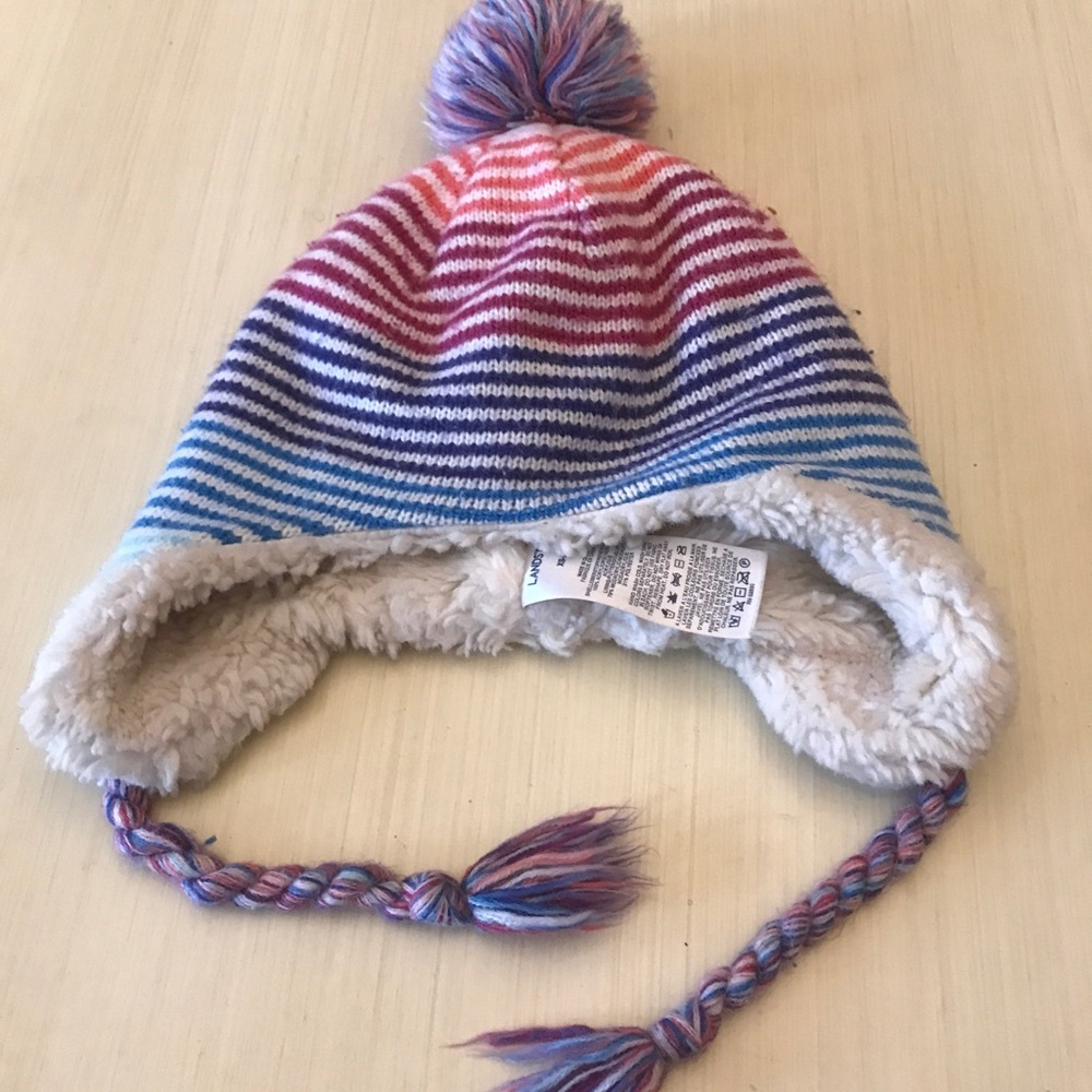 Colorful Striped Kids Pom-Pom Hat